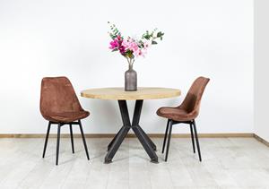 Loods XL Eikenhouten tafel Benge met stalen poot