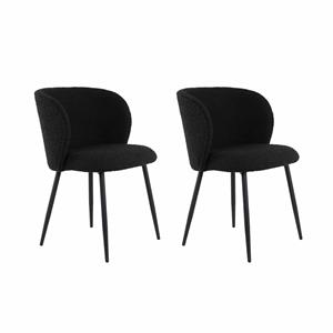 Loods XL Eetkamerstoel Elyna boucle zwart | set van 2