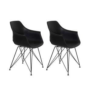 Loods XL Eetkamerstoel Serbin zwart PU leer | set van 2