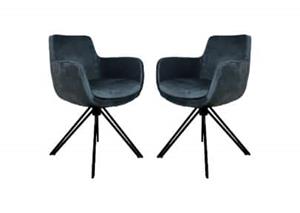 Loods XL Eetkamerstoel Phoenix niagara blauw velours | set van 2