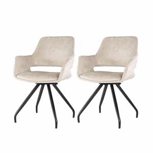 Loods XL Stoel Capp velvet beige | set van 2