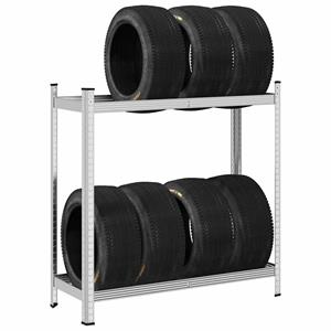 Bandenrek 2-laags 110x40x109 cm staal zilverkleurig