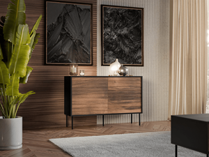 Mobistoxx Commode HEPRANI 1 deur 3 lades walnoot bruin/zwart