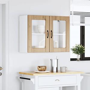vidaXL Keukenwandkast met glazen deur bewerkt hout artisanaal eiken