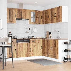 vidaXL 11-delige Keukenkastenset Kalmar bewerkt hout oud houtkleurig