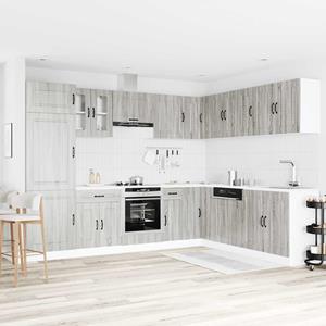 vidaXL 14-delige Keukenkastenset Kalmar bewerkt hout grijs sonomaeiken