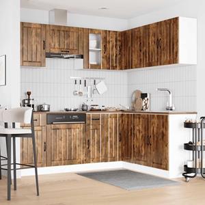 vidaXL 11-delige Keukenkastenset Lucca bewerkt hout gerookt eiken