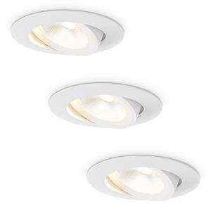 HOFTRONIC™ 3x Lugo LED Inbouwspots - Wit - Dimbaar - 5 Watt 450 Lumen - 2700K Warm Wit Licht - Kantelbaar - IP65 - Voor Binnen & Buiten