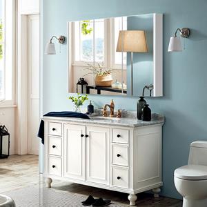 Costway Drie Spiegels Badkamermeubel Badkamer Wandkast met Verstelbare Planken 90 x 11 x 65 cm Wit