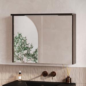 Fontana Grado spiegelkast met verlichting 80cm 2 deuren kasteel bruin