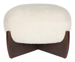 Dutchbone Hocker Emilius Bouclé en rubberhout - Wit