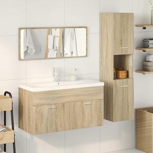 vidaXL 4-delige Badkamermeubelset bewerkt hout sonoma eikenkleurig