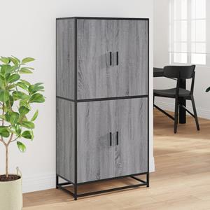 vidaXL Hoge kast 68x35x139 cm bewerkt hout grijs sonoma eikenkleurig