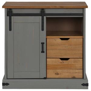 vidaXL Dressoir HALDEN met schuifdeur 80x40x80 cm massief hout grijs