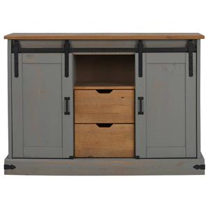 vidaXL Dressoir HALDEN 2 schuifdeuren 112x40x80 cm massief hout grijs