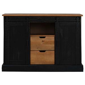 vidaXL Dressoir HALDEN 2 schuifdeuren 112x40x80 cm massief hout zwart