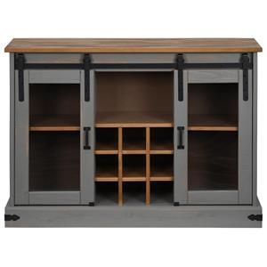 vidaXL Dressoir HALDEN 2 schuifdeuren 112x40x80 cm massief hout grijs