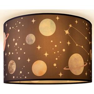 Paco Home Plafondlamp Hugo Cosmo Kinderkamer plafondlamp kinder lamp ruimte planeet stoffen kap