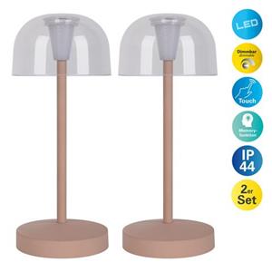 Näve Led-tafellamp Gomba 18,5 cm 2-delig set, oplaadbaar, usb-kabel, geheugenfunctie, traploos dimbaar (2 stuks)