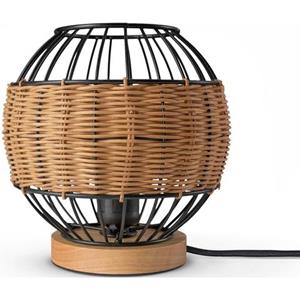 Paco Home Tafellamp PUGLO Rattan schrijf LED rustiek Boho hout E27