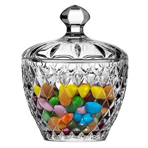 Alessandro Bonbonniere met deksel - Empoli - gedecoreerd glas - 9 x 11 cm - snoeppot -