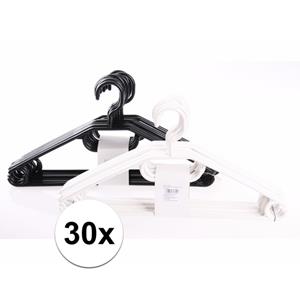 Merkloos Kledinghangers - 30x stuks - kunststof - wit -
