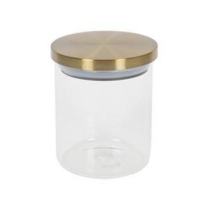 Merkloos Voorraadpot Glas Met Gouden Deksel Ø9,5x12cm 600ml