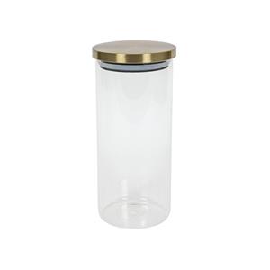 Merkloos Voorraadpot Glas Met Gouden Deksel Ø9,5x22cm 1200ml