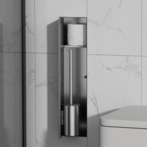 Saniclear Hide inbouw toiletborstel met rolhouder RVS