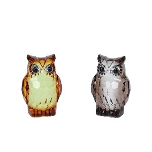 Merkloos Beeld Uil Grijs/brown Acryl 4x4x7cm