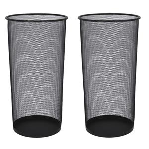 Gerimport Set van 2x stuks paraplubakken/parapluhouders zwart metaal 26 x 50 cm -