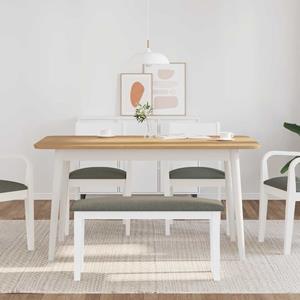 vidaXL Bank 90 cm massief hout rubber wit