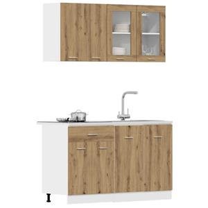 vidaXL 4-delige Keukenkastenset bewerkt hout artisanaal eikenkleurig