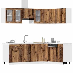 vidaXL 11-delige Keukenkastenset bewerkt hout oud houtkleurig