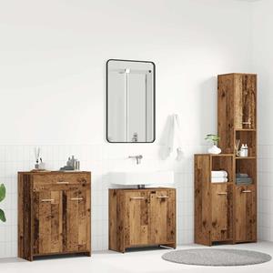vidaXL 4-delige Badkamermeubelset bewerkt hout oud houtkleurig