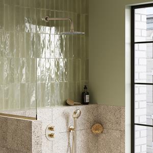 Saniclear Brass inbouw regendouche rond met 30cm hoofddouche, wandarm en 2 standen handdouche geborsteld messing - mat goud