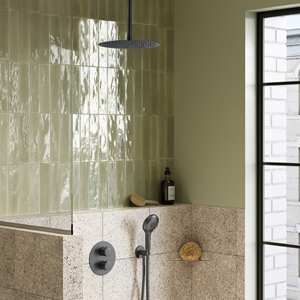 Saniclear Iron inbouw regendouche rond met 20cm hoofddouche, plafondarm en 2 standen handdouche verouderd ijzer - gunmetal