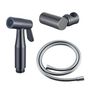 Fortifura Calvi Bidetset - handdouche - slang 150cm - houder - Geborsteld Gunmetal PVD SW970019 SW720568 SW767380