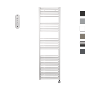 Sanicare HVS elektrische radiator 45x172cm wit met afstandsbediening en thermostaat chroom rechtsonder