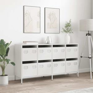 vidaXL Dressoir 135x39x73,5 cm koudgewalst staal wit