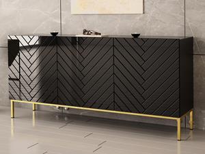 Mobistoxx Dressoir GINETTE 3 deuren zwart/hoogglans zwart
