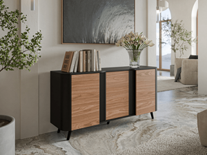 Mobistoxx Dressoir VOLACHO 3 deuren zwart/walnoot