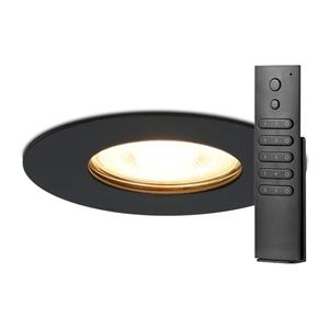 HOFTRONIC™ Set van 8 dimbare LED inbouwspots Bari zwart GU10 5 Watt 2700K IP65 waterdicht incl. afstandsbediening