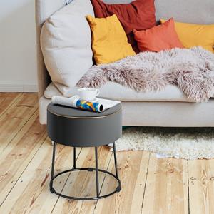 Costway Ronde Kruk Fluwelen Voetenbank met Metalen Poten Make-Up-Kruk Gewatteerd tot 150 kg Belastbaar Fluwelen Poef 34 x 34 x 41 cm