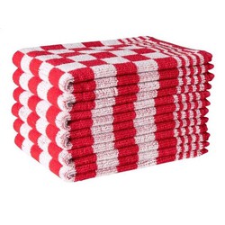 Slaaptextiel Keukenhanddoek | Set van 6 stuks | Van Badstof | 50x50cm | Katoen | Keukendoek | Rood-Wit