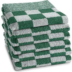 Slaaptextiel Keukenhanddoek | Set van 6 stuks | Van Badstof | 50x50cm | Katoen | Keukendoek | Groen-Wit