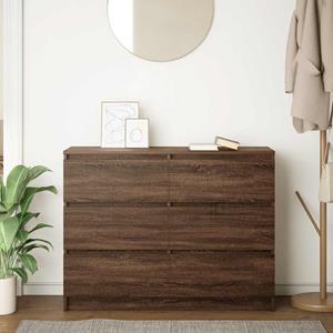 vidaXL Dressoir 100x35x76 cm bewerkt hout bruin eikenkleur