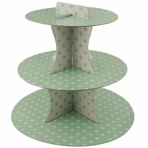Faram Party Etagere - groen met witte stippen - 3 laags - 30 cm - karton - high tea -