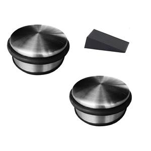 Benson 2x RVS deurstopper rond 4,5 x 11 cm incl gratis deurwig -