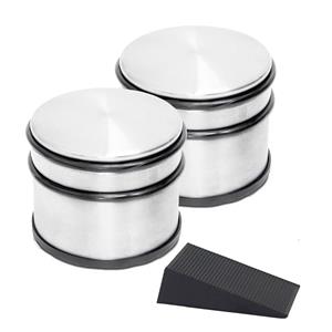 Merkloos 2x Ronde deurstopper 9 x 7.5 cm + gratis deurwig zwart -